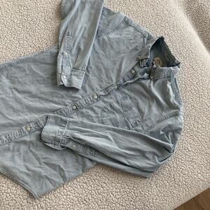 J Crew Denim Button Down Shirt Blue Classic Long Sleeve Women Size Small